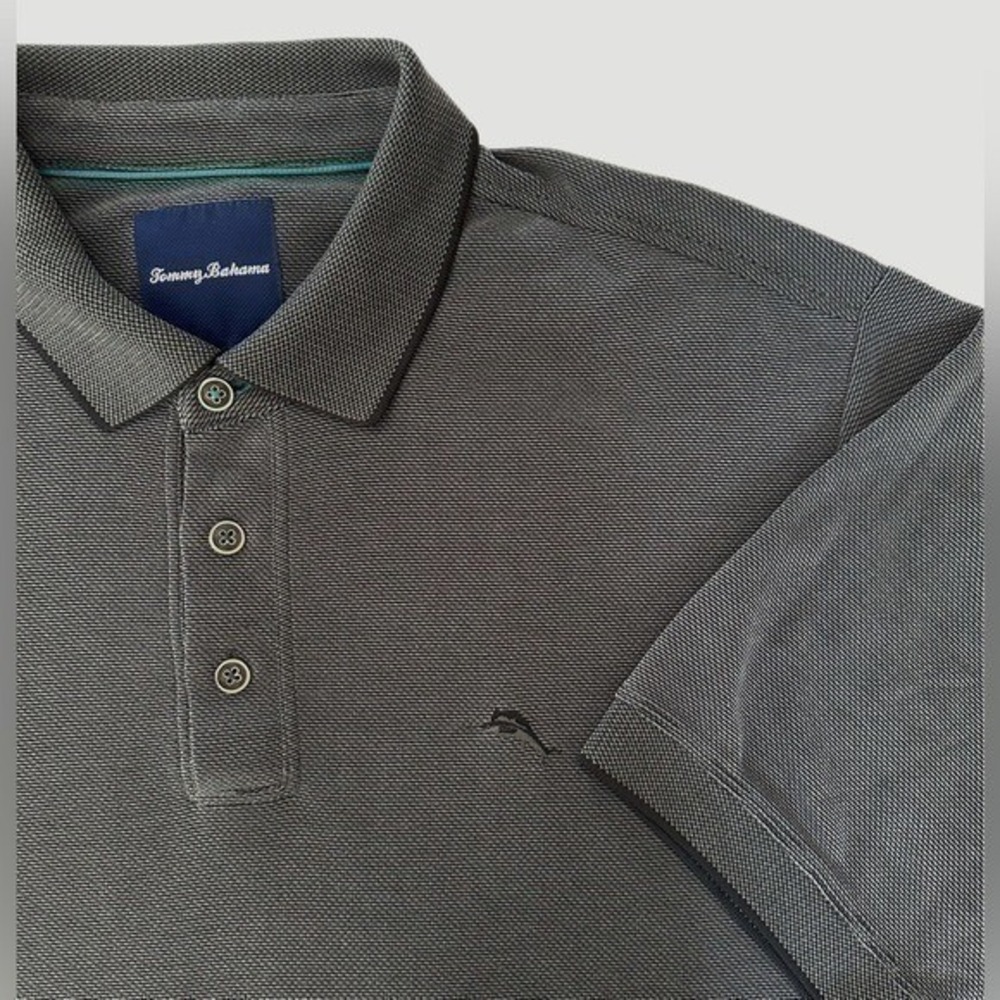 Tommy Bahama Emfielder Polo‎ Shirt Short Sleeve Gray Mens Large